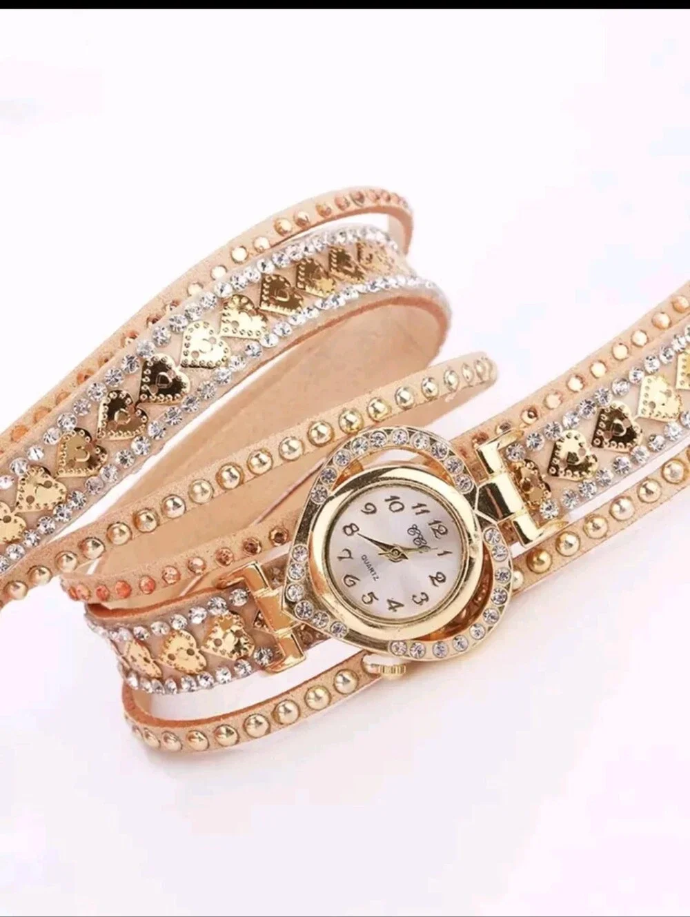 Rose Gold Heart Wrap Watch Bracelet - Women Accessories